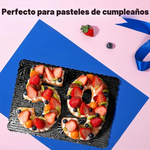 Vista 6 de Fit Meal Prep Paquete de 20 tableros rectangulares para tartas de 14 x 10 pulgadas, base de cartón negro, un cuarto de hoja desechable, para pizza