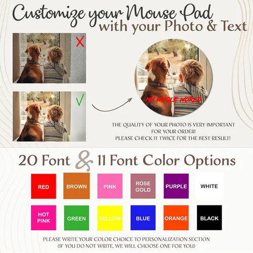 Vista 7 de Alfombrilla de mouse personalizada – Alfombrilla de mouse personalizada con foto, imagen y texto 4 formas y 20 fuentes Alfombrilla de mouse