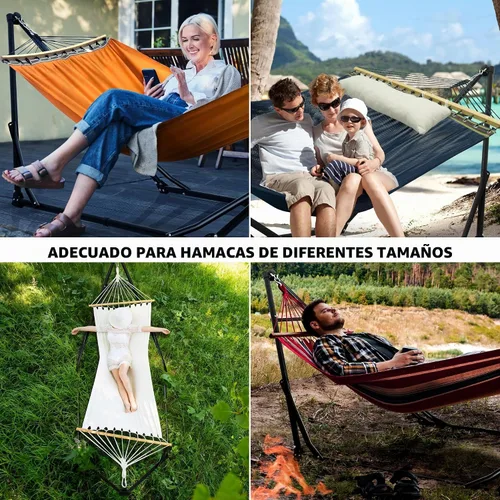Vista 7 de Tranquillo Unity Soporte de hamaca ajustable, soportes para hamacas para el jardín, soporte de hamaca doble de acero de capacidad de 800 libras