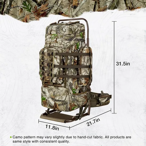 Vista 8 de TIDEWE Mochila de caza para hombres, paquete de marco externo 90L para caza Next Camo G2