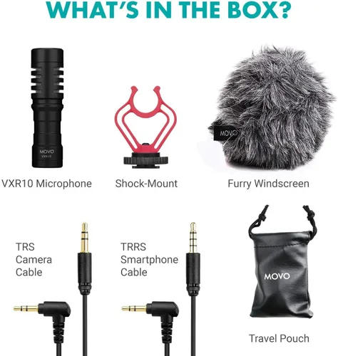 Vista 2 de Movo VXR10 Micrófono Shotgun Universal para Cámara - Micrófono de Cámara para DSLR, iPhone y Teléfonos Inteligentes Android - Compatible con Cámaras