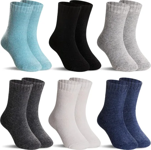 Vista 20 de SeeyAN Calcetines de lana merino para niños y niñas, botas de senderismo, térmicos, cálidos, acogedores, suaves, gruesos, 6 pares