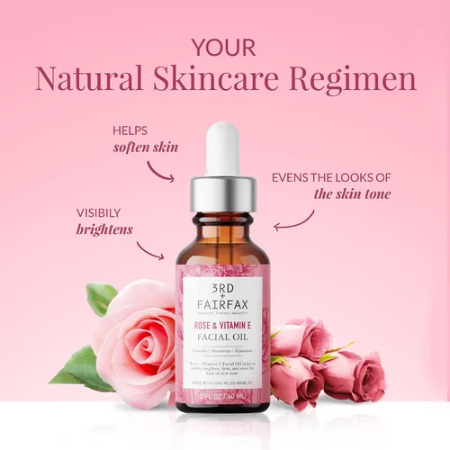 Vista 2 de Aceite facial de rosa y vitamina E - 2oz