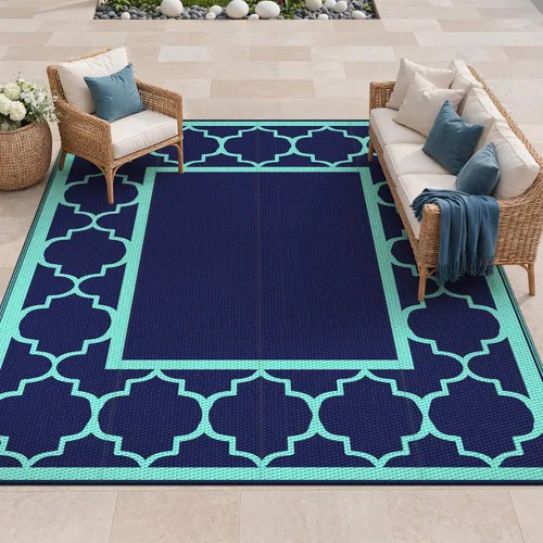 Vista 25 de GENIMO - Alfombra para exteriores de 8 x 10 pies, para patio, espacios amplios, impermeable, de pajillas de plástico, alfombra reversible