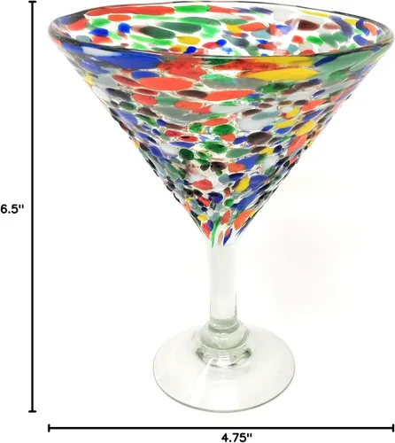 Vista 8 de Juego de 4 vasos de Margarita modernos soplados a mano - Confetti Rock (12 onzas)