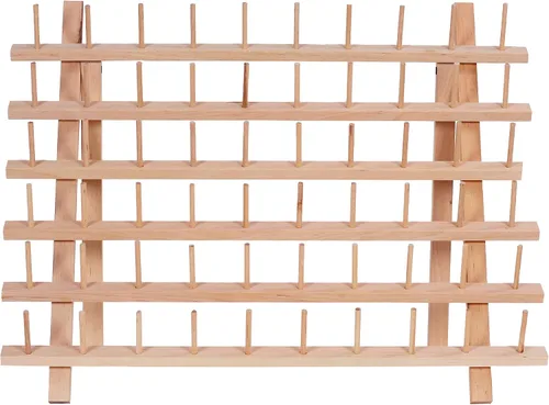 Vista 6 de New ThreadNanny - Estante de hilo de madera para costura, acolchado, carretes de bordado y mini conos (60 carretes)