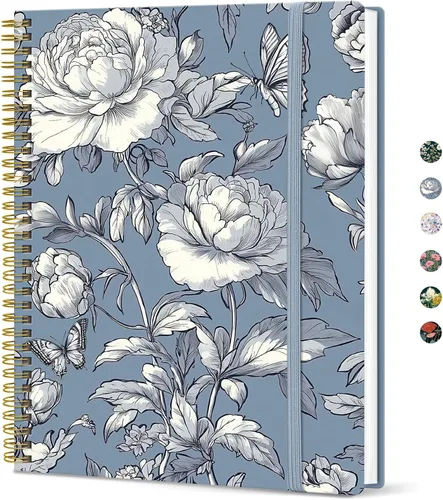 Vista 14 de Taja Diario Grande con Líneas en Espiral para Mujeres, Cuadernos de 8.5" x 11" para Trabajo con Rayado Universitario, Cuadernos A4 Estéticos Bonitos