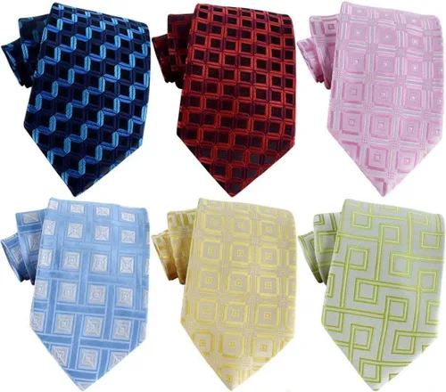 Vista 125 de WeiShang Lote de 6 corbatas clásicas de seda para hombre, corbatas tejidas jacquard
