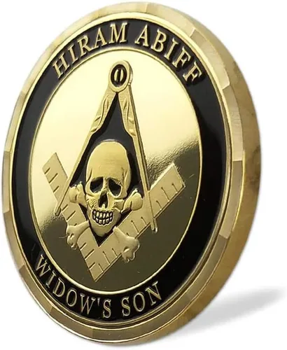 Vista 5 de Moneda de desafío masónico Gran Maestro Hiram Abiff Viuda Hijo Masón Azul Lodge Monedas Regalo