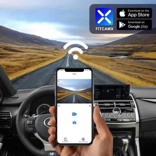 Vista 5 de Fitcamx Cámara de salpicadero delantera y trasera 2K para Lexus NX 350 300 Sport 250 F Premium, aspecto OEM, video HD dual de 1440P+1080P, grabación