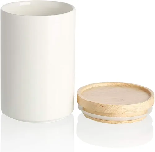 Vista 28 de Recipientes de cocina Sweejar, tarro de almacenamiento de cerámica para alimentos, recipientes apilables con tapa hermética de madera para servir