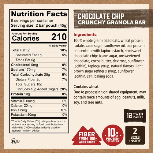 Vista 3 de Kodiak Barras de granola crujientes, paquete variado, alto en proteínas, 4