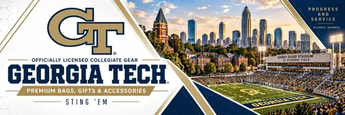 Vista 3 de Broad Bay Official Georgia Tech Tote Bag Zippered Travel Carryall Negro
