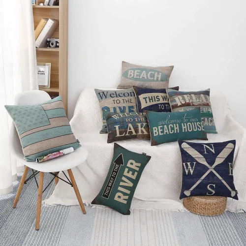 Vista 2 de TRENDIN Funda de almohada de madera de grano de lago de 12 x 20 pulgadas, decoración de casa de lago para el hogar, funda de almohada de algodón
