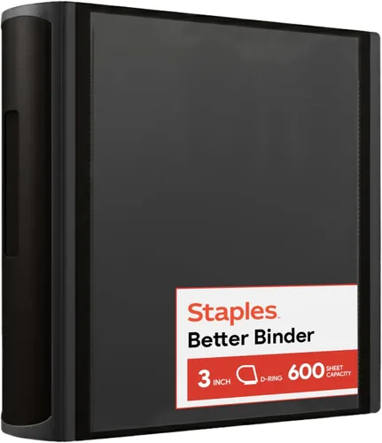 Vista 25 de Carpeta con anillos en forma de "D" de 1 pulgada para mejor visualización Staples, Negro