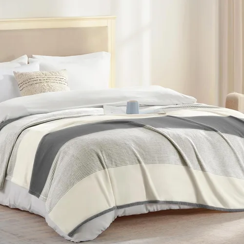 Vista 18 de Homelike Moment Manta de cama de forro polar, tamaño Queen, color gris, suave y esponjosa, manta grande de franela de felpa mullida y acogedora
