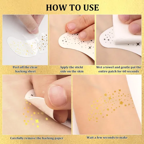 Vista 3 de 24 piezas de tatuajes faciales con purpurina facial, parches de maquillaje con purpurina corporal, parches de manchas brillantes, accesorios