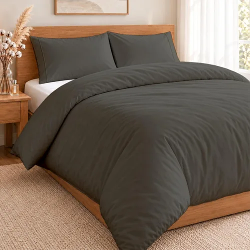 Vista 63 de ARlinen Juego de funda de edredón de tamaño individual, 100% algodón egipcio, juego de ropa de cama de 3 piezas con cierre de cremallera, incluye 1