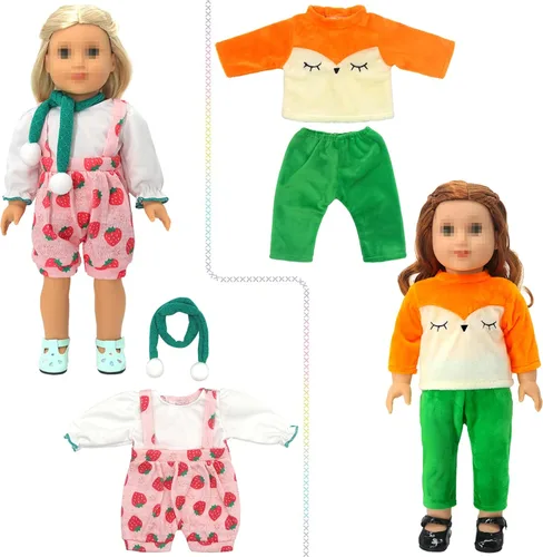 Vista 3 de SOTOGO 8 juegos de ropa de muñeca de 18 pulgadas para muñecas estadounidenses de 18 pulgadas, incluye ropa de moda para muñecas y accesorios