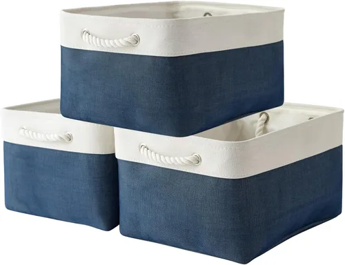 Vista 85 de TheWarmHome Contenedores de almacenamiento para estantes, tamaño mediano, 3 unidades, 13.8 pulgadas de largo x 9.8 pulgadas de ancho x 6.7 pulgadas