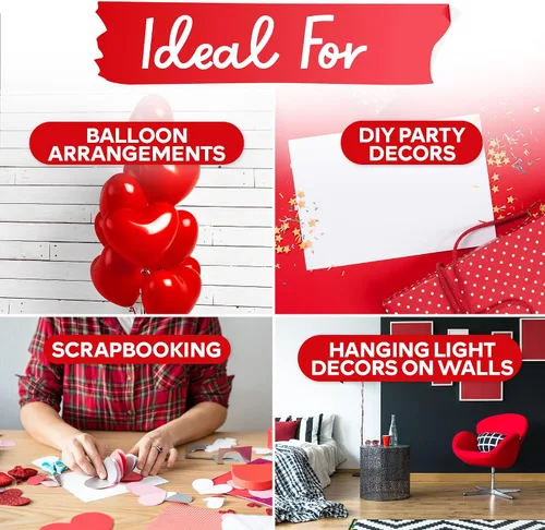 Vista 5 de XFasten Puntos de pegamento para globos transparentes, extraíbles, 2500 unidades (25 rollos), cinta adhesiva para arco de globos, puntos de cinta