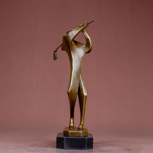Vista 8 de Estatua de golfista de 12.4 pulgadas Escultura de bronce Hombre de golf Estatua de bronce Estatua moderna masculina Golfista Escultura Deporte Arte