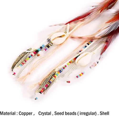 Vista 9 de Badu - Aretes de plumas para mujer, diseño de borla larga, joyería bohemia, accesorios de boda