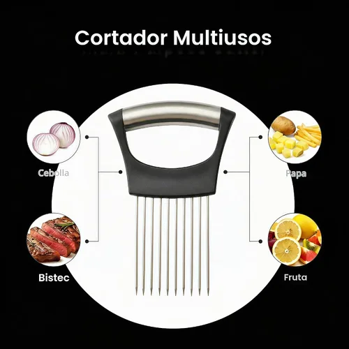 Vista 6 de Rebanada de cebolla mejorada 2025, nueva picadora de cebolla de acero inoxidable para rebanar, herramienta auxiliar de rebanada de picadora
