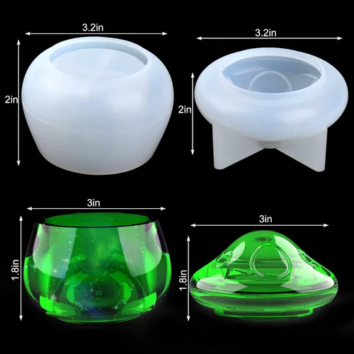 Vista 4 de Moldes de Tarro de Silicona de Resina Juome, Moldes de Tarros de Setas de Silicona con Tapa para Fundición de Resina Epoxy para Almacenamiento