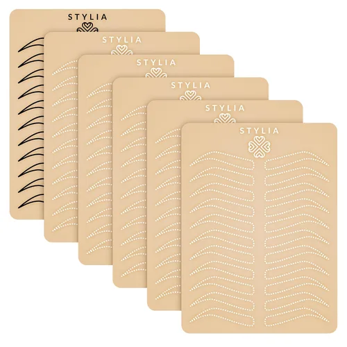 Vista 9 de Stylia Hoja de piel falsa de práctica de Microblading para tatuaje de cejas, piel falsa para tatuaje, aguja de micro cuchillas, maquillaje de cejas