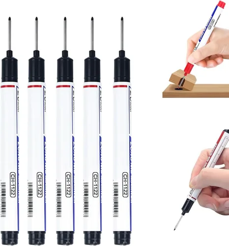 Vista 14 de 5PCS Long Head Deep Hole Markers, 45MM Long Nib Oil Ink Carpenter Pen 45MM Black