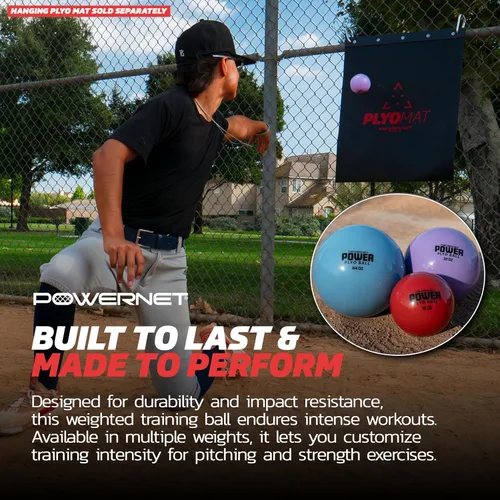 Vista 6 de PowerNet Power Plyometrics - Balón de entrenamiento de 16, 32 y 64 pesos, relleno de arena, aumenta la velocidad, codificado por colores, ideal