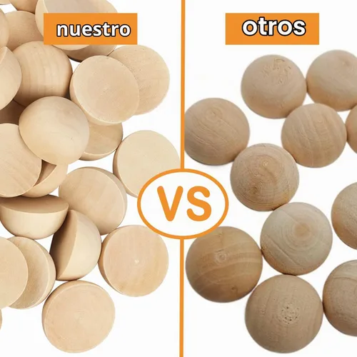Vista 4 de 60 bolas de madera de 2 pulgadas, bolas de madera divididas, medias esferas de madera, bolas semicirculares, adecuadas para pintura, vidrio, varios