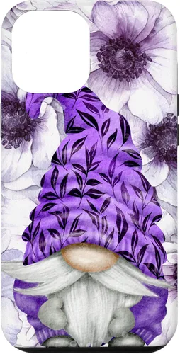 Vista 26 de Unique Purple Gnome with Lilac Anemones Floral Aesthetic Case for iPhone 17