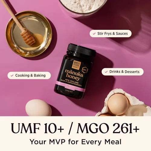 Vista 4 de Miel de Manuka UMF 10+ (MGO 261+) 100% Miel Pura de Nueva Zelanda - Certificada. Cruda, 8.8 Oz (250g) Raw & Unfiltered Manuka Honey UMF 10+