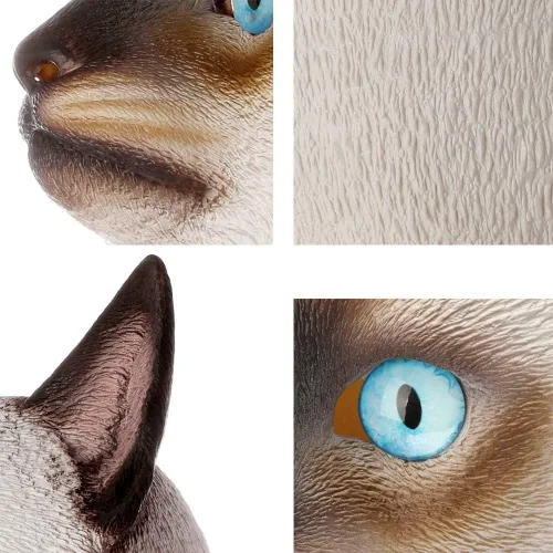 Vista 4 de CreepyParty Máscara de gato siamés para adultos, máscara de látex natural para disfraz de gato siamés para fiestas de Halloween y cosplay