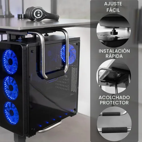 Vista 8 de Vivo (MOUNT-PC04A) - Montura de PC ajustable para debajo del escritorio, resistente, soporte para CPU de computadora, soporta hasta 66 lbs