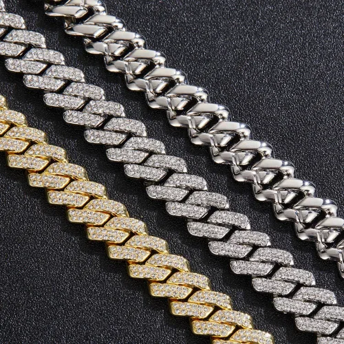 Vista 7 de Cadena y pulsera de eslabones cubanos de oro y plata para hombres y mujeres Collar de diamantes Iced Out Miami Cuban Hip Hop Joyería