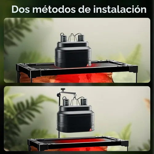 Vista 5 de MIXJOY Lámpara de reptil doble, máximo 160 W cada lámpara de calor con interruptores separados, se adapta a luz de reptil/lámpara de calor/luz UVB