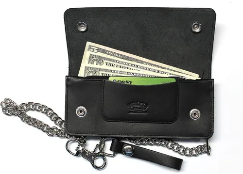Vista 2 de Cartera delgada de piel prémium con cadena de 18 pulgadas, Scarecrow, Cartera con cinturón