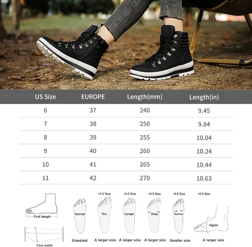 Vista 8 de hash bubbie Botas de combate para mujer, botas de plataforma negras, antideslizantes, impermeables, botas de tobillo para otoño e invierno, botas