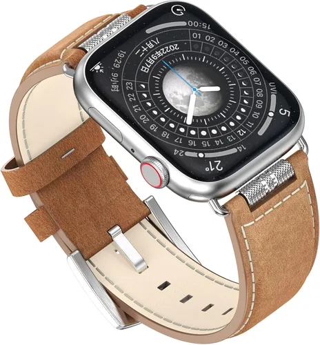 Vista 9 de Caseultra Correas de cuero compatibles con Apple Watch Band 1.929 in 1.772 in 1.732 in 1.654 in 1.614 in 1.575 in 1.496 in para hombre, correa
