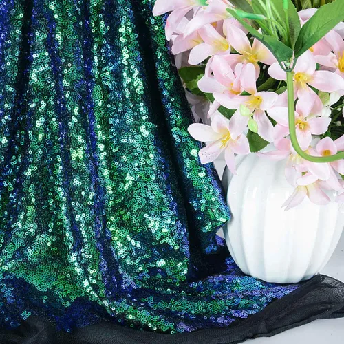 Vista 11 de DUOBAO Tela de lentejuelas de The Yard Tela brillante Tela azul para coser Material de secuencia Tela de Sirenita Tela de lentejuelas Tela