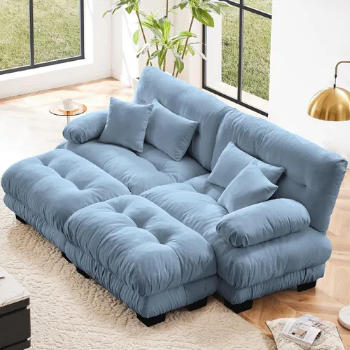 Vista 35 de KEIKI Sofá modular de 94 pulgadas con 4 almohadas, cómodo juego de sofá biplaza Cloud para sofá de asiento profundo suave y profundo, sofá biplaza