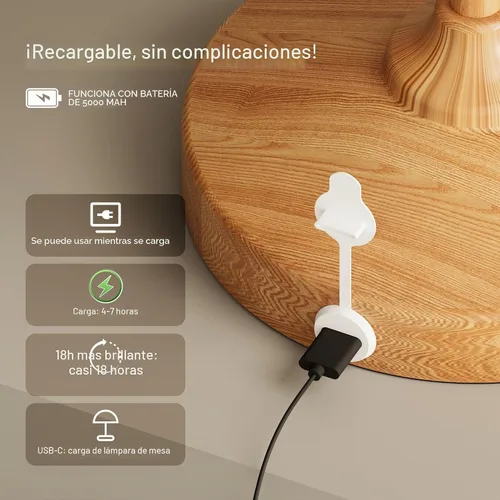 Vista 6 de Dawnwake Lámpara de Mesa Inalámbrica, Lámpara de Ducha Impermeable para Exteriores, Batería Recargable de 5000mAh Operada por Batería, Lámparas