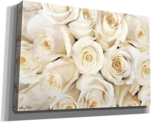 Vista 2 de Epic Graffiti 'Top View - White Roses' de Lori Deiter, arte de pared en lienzo, 18 x 12 pulgadas