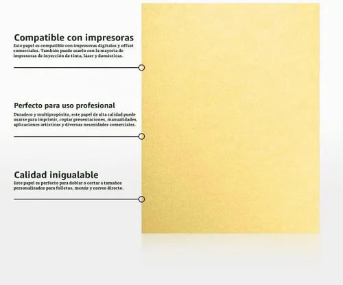 Vista 8 de 8 1/2 X 11, papel metálico colección (50), dorado metálico