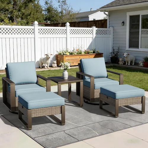 Vista 21 de Joyside - Sofá de mimbre para patio al aire libre, sofá de ratán de 3 plazas con cojines gruesos de olefina y reposabrazos rectangular con marco
