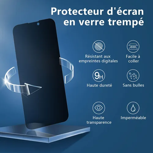Vista 39 de NEW'C Paquete de 3 protectores de pantalla de privacidad para iPhone Air/iPhone 17 Air (6.5 pulgadas), película de vidrio templado antiespía