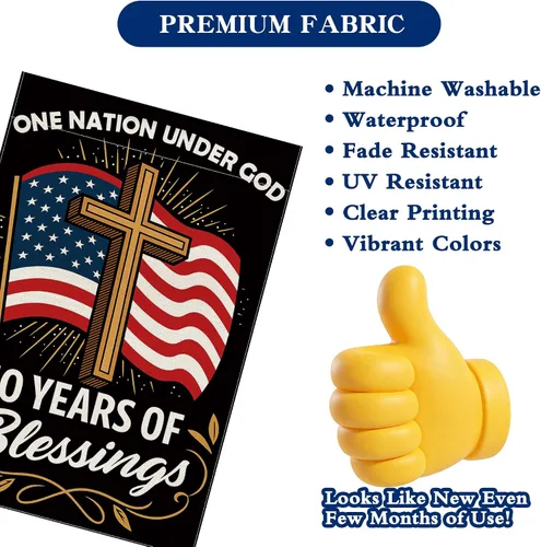 Vista 6 de Blessings 250 Years America Garden Flag, 250 Anniversary USA Flag America Patriotic Banner 250 Year One Nation Under God 4th of July - Bandera